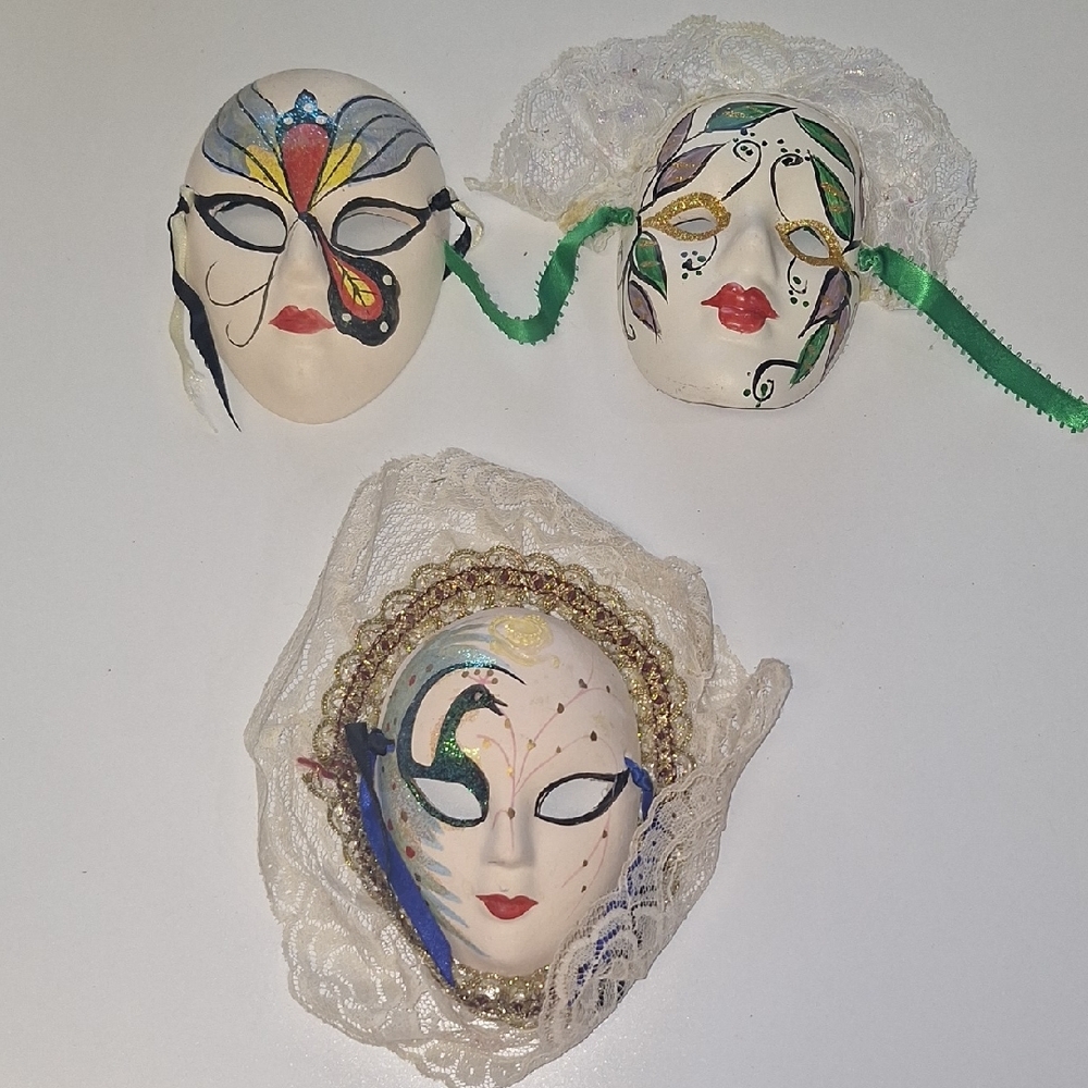 Decorative Venetian Style Masks with Lace
